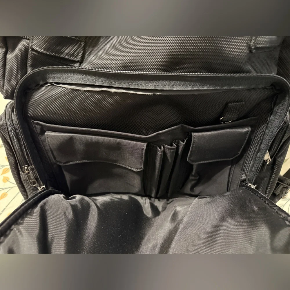 T-Bags Black Canvas Moto Backpack‎